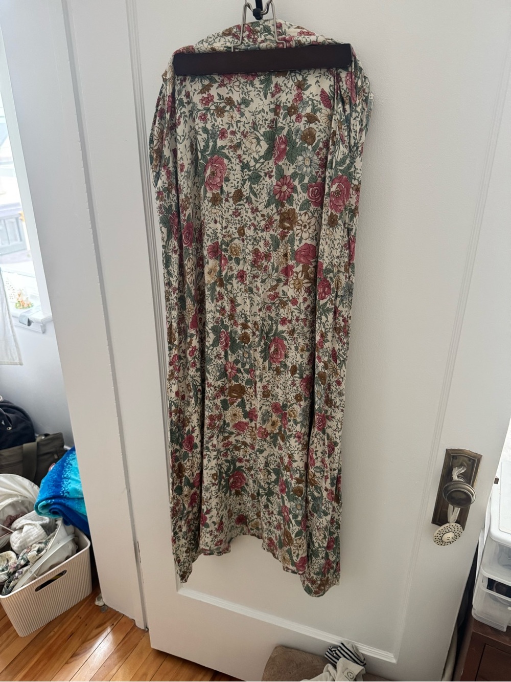 Auguste The Label Floral Maxi Skirt in Cream, Rose & Green